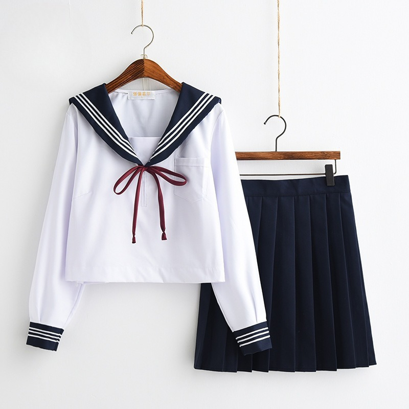Japanese Daily Lifestyle - Preppy Japanese Sailor Uniform JK Pleated